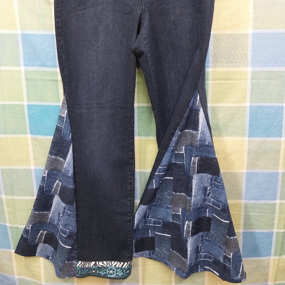 2480 Jeaniemade Size 12 Bandolino Madie Upcycled Bell-Bottoms Jeans.